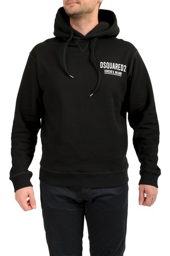 Felpa con cappuccio Dsquared2 uomo stampa logo nero manica lunga