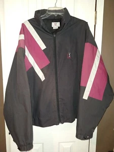 Men's Vintage PGA Tour Jacket XL Black Red Hidden Hood Windbreaker Golf - Picture 1 of 8