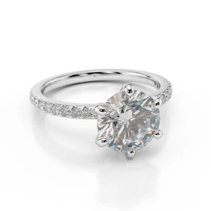 1 1/4 Carat Wedding Round Cut Diamond Engagement Ring H/SI1 14K White Gold - Picture 1 of 7