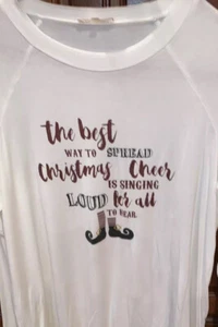 Altar’d State Elf Christmas White Long Sleeve Tee Size Small - Picture 1 of 7