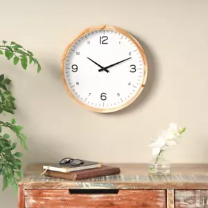 16 In. X 16 In. Light Brown Wood Wall Clock with White Backing - Picture 1 of 12