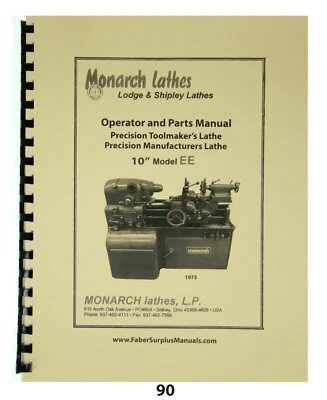 Monarch 10" Toolmaker EE Lathe 1970's-1980's Operator, Elect, & Parts Manual *90 - Image 1 of 4
