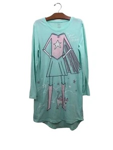 Gap Kids Girls 14 Nightgown "Be Your Own Hero" Cat Sleepwear Pajamas - Picture 1 of 4