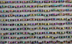 Wholesale Lots 50pcs Colorful Rotation Heart Alloy Stainless Steel Unisex Rings - Picture 1 of 5
