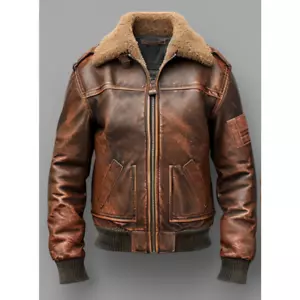 Leather Jacket Genuine-Classic Leather Jacket -Quality Bomber Jacket- All Sizes - Picture 1 of 9