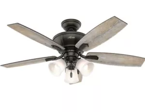 48" Barnwood Noble Bronze LED Light Ceiling Fan Rustic Modern Farmhouse 3 Mount - Picture 1 of 8