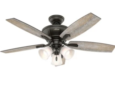 48" Barnwood Noble Bronze LED Light Ceiling Fan Rustic Modern Farmhouse 3 Mount - Image 1 of 4