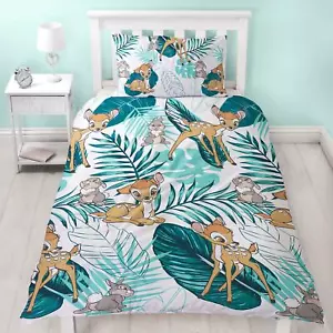 Official Bambi Single Duvet Set Palm Leaf Bambi Thumper Reversible Kids Bedding - Picture 1 of 4