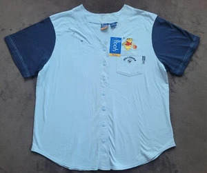 Vintage Y2K Pooh Bear Baseball Tee Deadstock Womens 2XL Blue Retro - Picture 1 of 8