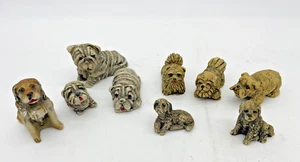 Lot Of Dog Figurines 9 Dog Figurine Lot Mixed Material Resin Instant Collection - Picture 1 of 17