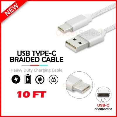 10' USB Type-C Thick Charger Cable for Samsung Galaxy Tab S6 Lite 10.4/S7 FE - Image 1 of 4