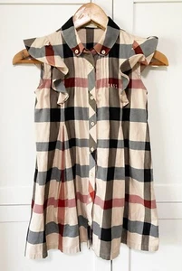 DAKS Girls Size 130/9Y Plaid Sleeveless Pleated Ruffle Top - Picture 1 of 4