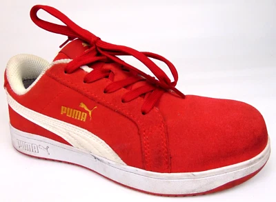 Puma Iconic Red Suede Low Comp Safety Toe Work Sneaker Size Women 6.5 - Mens 5.5 - Image 1 of 4