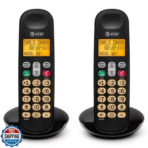 Telefon bezprzewodowy ATandT 2 słuchawki, z wyświetlaczem LCD, podświetlaną klawiaturą, identyfikatorem dzwoniącego - Zdjęcie 1 z 5