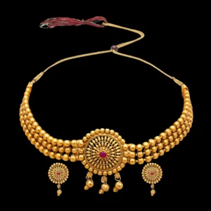 Gold Plated Chik Set Choker Necklace Earrings Indian Bollywood Bridal Jewelry - Picture 1 of 9