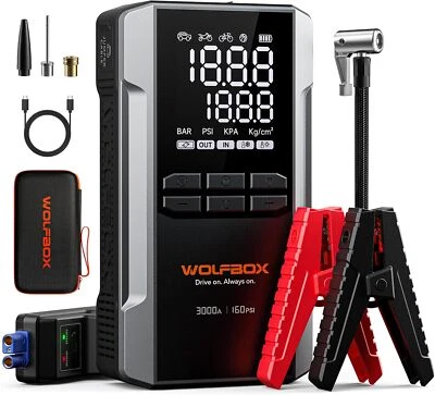 WOLFBOX Jump Starter with Air Compressor, 3000A Portable Car Battery Booster - Image 1 of 4