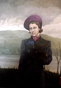 STUNNING DON CAMERON ORIGINAL "Lady in a Black Coat, 1943" Scotland PAINTING - Picture 1 of 1