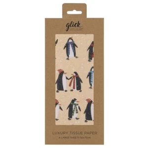 PENGUINS KRAFT Christmas Glick 4 sheets tissue wrapping paper 50 x 75 cm - Picture 1 of 1