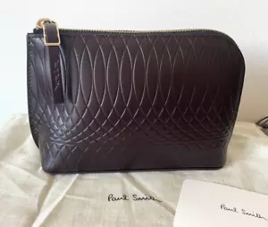 PAUL SMITH DAMSON NO 9 COSMETIC BAG CLUTCH LEATHER RETAIL £260 BNIB - Picture 1 of 14