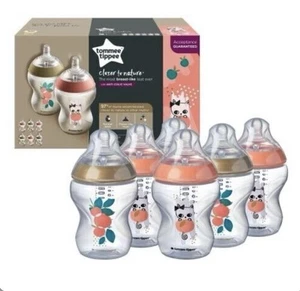NEW Tommee Tippee Baby Bottles 6x Pack Decorated Feeding Milk Bottles 260ml - Picture 1 of 2