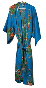 Bata Kimono Vintage Hecha en Japón con Cinturón Estampado Floral Poliéster Ligero - Imagen 1 de 15