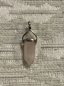 Precioso colgante vintage de plata esterlina de cuarzo rosa con doble punta -- 8314 - Imagen 1 de 7