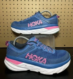 Hoka One Bondi 7 Laufen Walking Schuhe blau pink weiß Damengröße 9,5 Turnschuhe - Bild 1 von 8