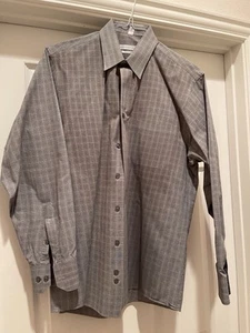 Geoffrey Beene Black Plaid 16.5 34/35 Long Sleeve Dress Shirt Wrinkle Free - Picture 1 of 3