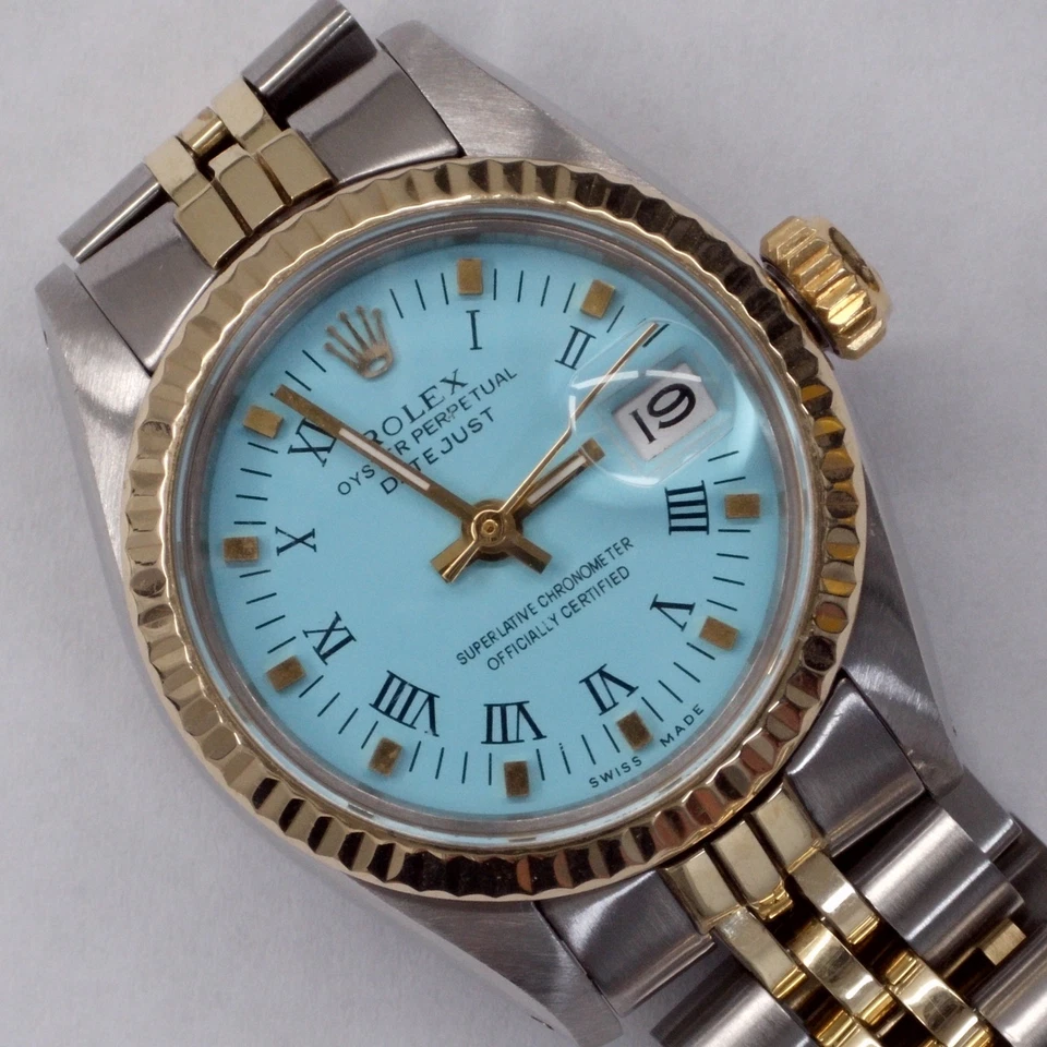 Rolex Damas Datejust 26mm Dos Tonos Jubileo Azul Turquesa Reloj 6917 Circa 1981 Foto 1 de 4