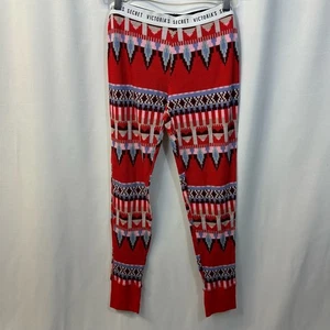 Victoria's Secret Holiday Fair Isle Jogger Leggings Sweatpants Relaxed Medium - Picture 1 of 3