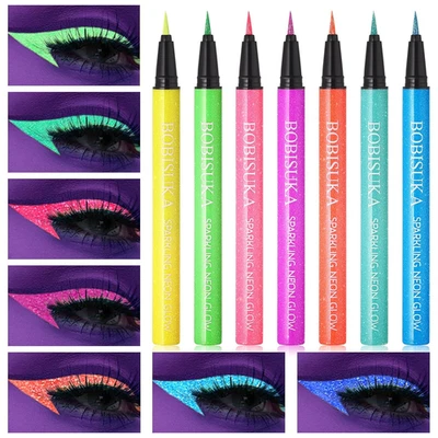 UV Shimmer Glow Liquid Eyeliner Set, 7 Colors Glitter Neon Colored Eyeliners Pen - Image 1 of 4
