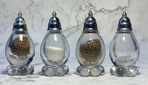 VINTAGE TWO SETS IMPERIAL CLEAR GLASS CANDLEWICK SALT & PEPPER SHAKERS OHIO, USA - Picture 1 of 8