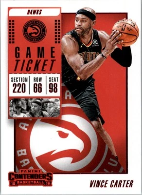 2018-19 Panini Contenders Game Ticket Red #22 Vince Carter - BSK - Image 1 of 2