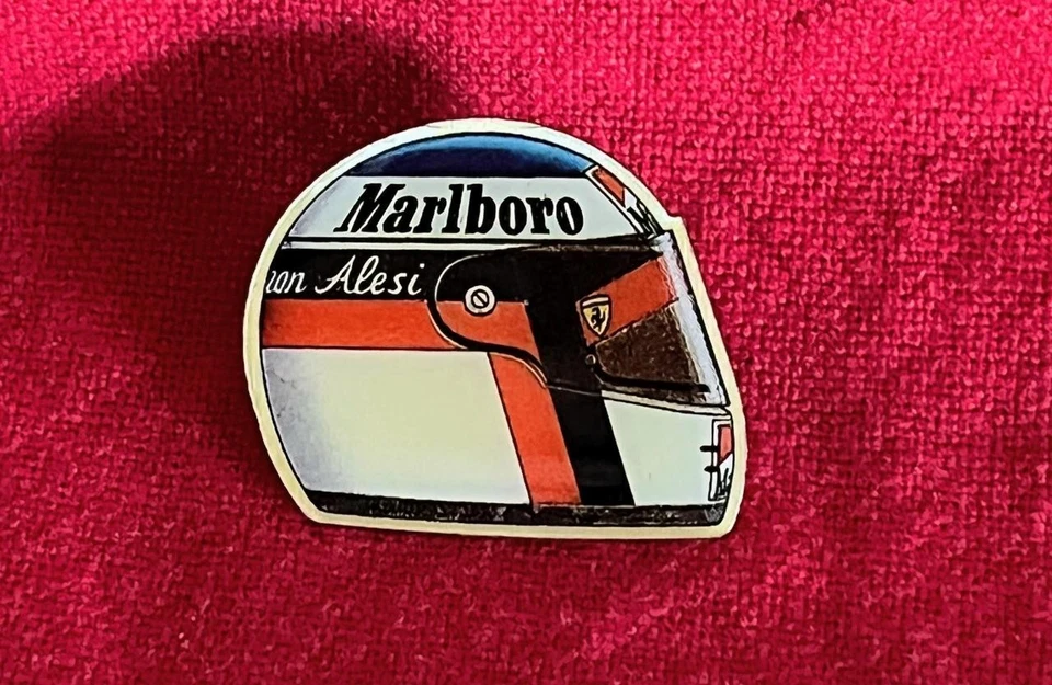 Vintage Marlboro Jean Alesi Formula 1 Ferrari Racing Helmet Pin Back Button - Image 1 of 3