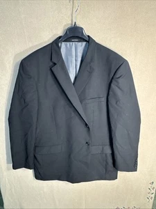 WILKE RODRIGUEZ 56L Slim Black Woven Hopsack like Wool Poly 2 Button Double Vent - Picture 1 of 14