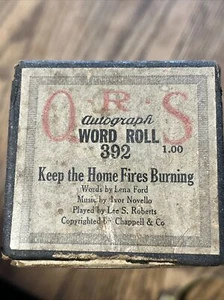 QRS Player Piano Word Roll 392 Keep The Home Fires Burning Lee S. Roberts - Picture 1 of 2