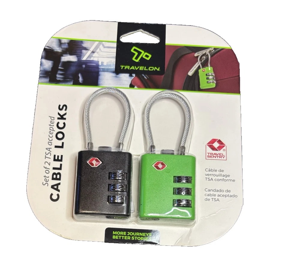 Sujetador de cable flexible con bloqueo de cable de equipaje Travelon TSA - Juego de 2 Foto 1 de 1