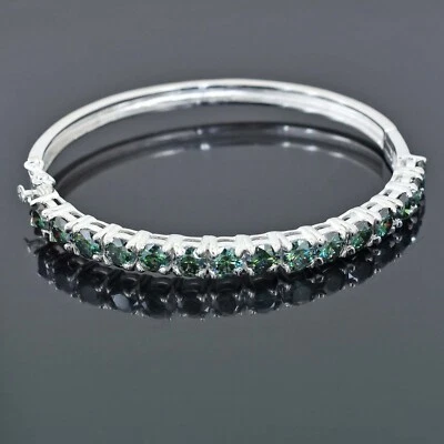 7 Ct Certified  Blue Diamonds Opanable Bangle Bracelet-Great Shine & Bling VIDEO - Изображение 1 из 4