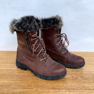 🔹🔹 Womens Dublin HBR Waterproof Lace Up Side Zip Shearling Boots Size 8 38.5 - Picture 1 of 11