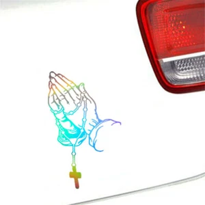 2pcs Pearl Rosary God Jesus Christ Crown Vinyl Car Sticker Window Bumper Decal - Picture 1 of 13