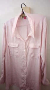 Vince Camuto Women's Size XXL Hadria Chambray Button Down Blouse Pink New Wot - Picture 1 of 3