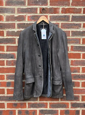 EMERSON All Saints Mens Leather Jacket Blazer MEDIUM Grey Biker - Image 1 of 4