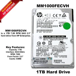 HP MM1000FECVH 1.0TB 7.2K RPM SAS 6Gb/s 2.5" HDD Hard Drive 0B30895 757387-001 - Picture 1 of 8