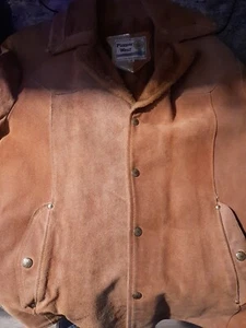 Vtg Pioneer Wear Suede Jacket Size 40 Leather Brown Sherpa Lined Western Cowboy - Picture 1 of 18
