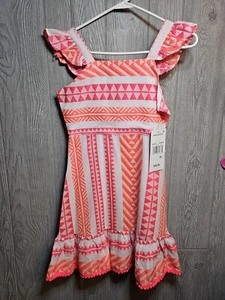 Rare Editions Big Girls Sleeveless Flutter Sleeve A-Line Dress Size 14 Orange - Picture 1 of 6