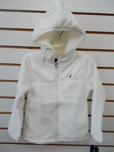 Girls Nautica $47.50 Cream Faux Fur Full Zip Close Hoodie Size 4 - 6X - Picture 1 of 3