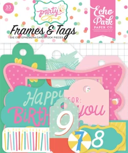 Echo Park - Let's Party Frames & Tags Ephemera 33/pk Birthday Balloon LP170025 - Picture 1 of 2