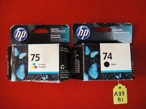 Encre noire authentique HP 74 d'ici janvier 2014 + 75 encre couleur d'ici janvier 2027 cartouches d'encre