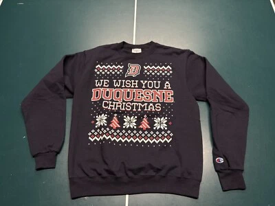 Duquesne Dukes NCAA Champion Christmas Style Crew Neck Sweatshirt Size Medium  - Image 1 of 4