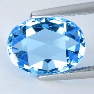 4.97Cts Winsome Natural Swiss Blue Topaz 12x9mm Rose Cut Oval Loose Gem - Picture 1 of 4